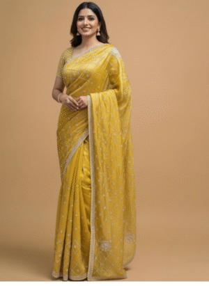 Premium Yellow Handwork Tissue Drape