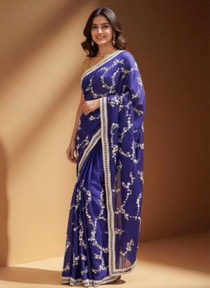 Royal Blue Sequence Embellished Saree