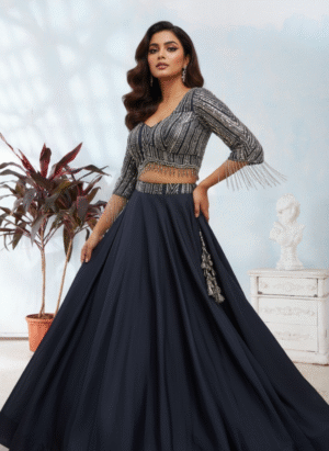 Cutdana Satin Evening Gown