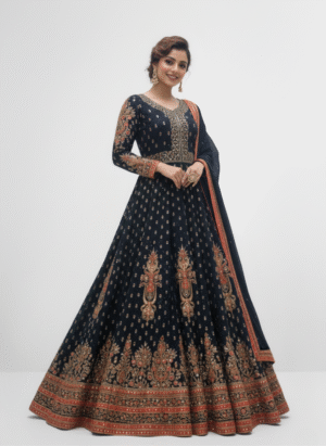 Black Crepe Festive Gown