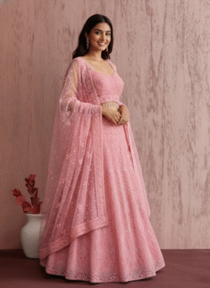 Pink Sequin Rose Lehenga
