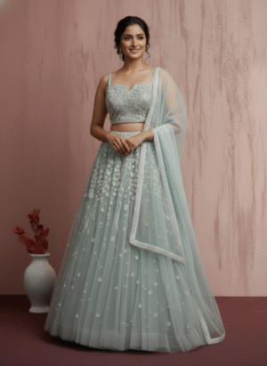 Net Sequence Dewdrop Lehenga